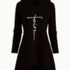 Women's letter print hoodie with cross-front design - Main product view