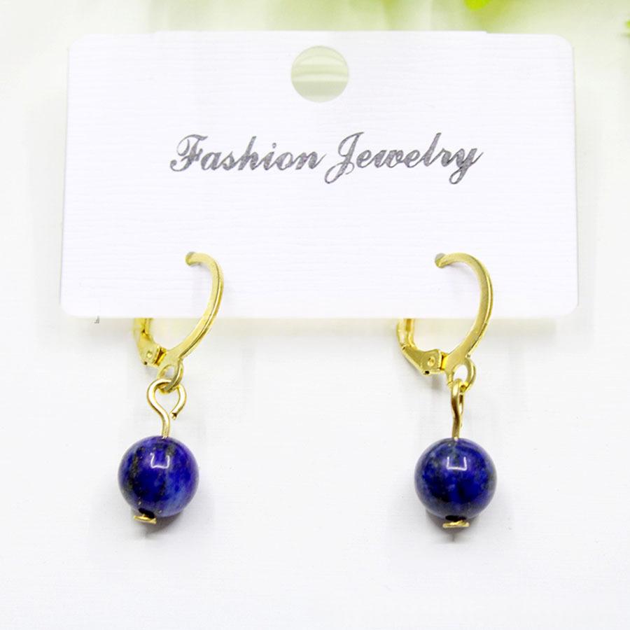 Round-bead crystal earrings in a natural stone-inspired color - Product view 7
