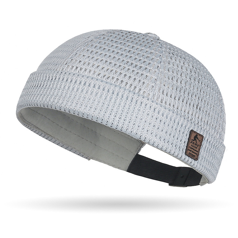 Women’s adjustable large-grid mesh sun hat in a neutral color - Product view 2