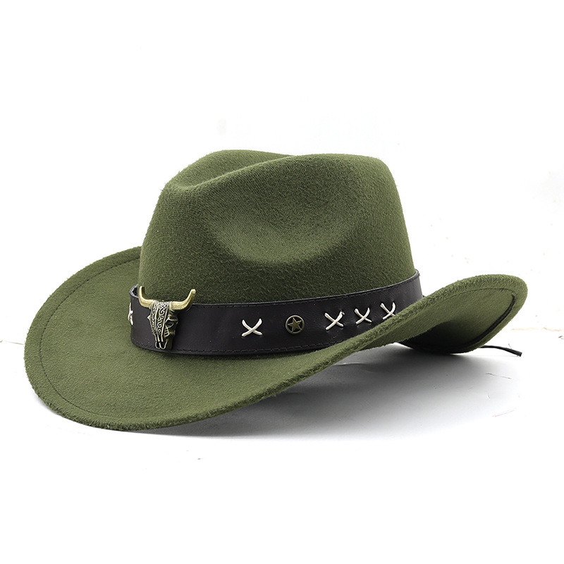 Adjustable polyester Western rolled-brim cowboy hat in retro style - Product view 9