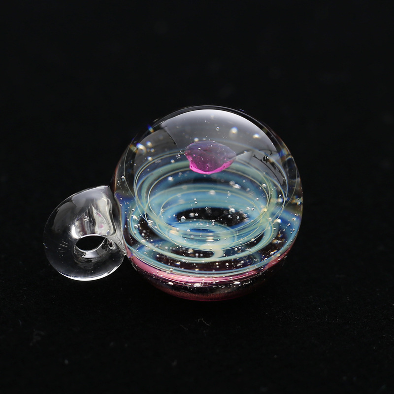 Starry sky-inspired glass and glaze pendant necklace in a selected color and style - Product view 4