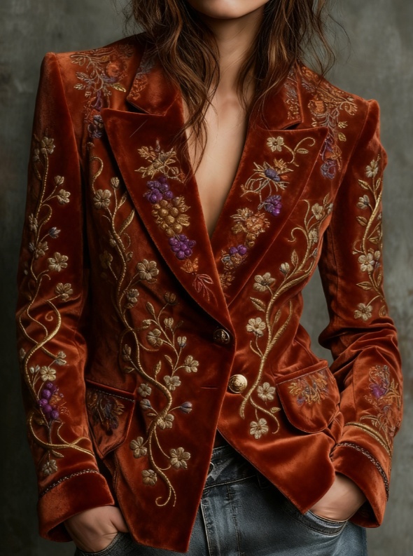 Velvet Suit Collar Slim-fit Casual Short Jacket - Product view 4 Men's slim-fit short velvet jacket with suit collar and long sleeves - Product view 4
