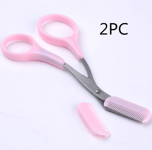 Pink eyebrow scissors and comb two-piece grooming set - Product view 3