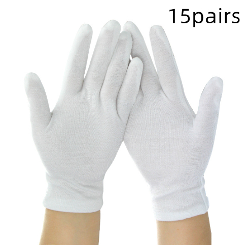 Plain white cotton dress gloves - Product view 8