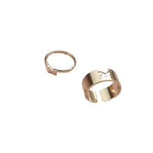 Adjustable punk-style butterfly ring in gold or silver copper finish - Main product view