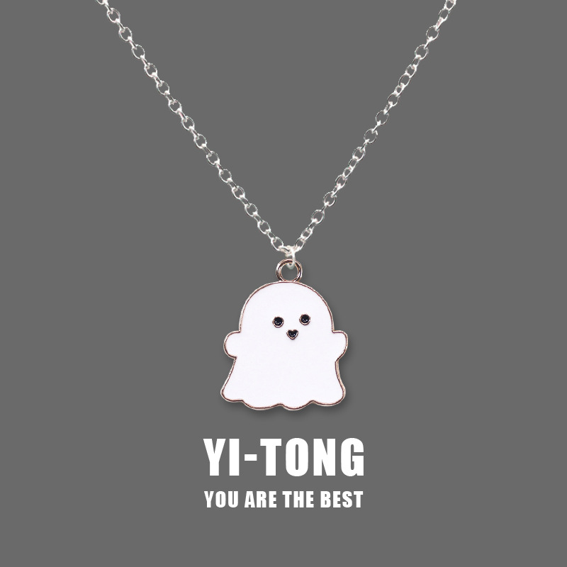 Ghost pendant necklace with cross-style chain - Product view 2