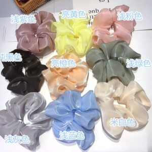 Korean-style crystal satin cloth hair ring in a soft pastel color - Main product view