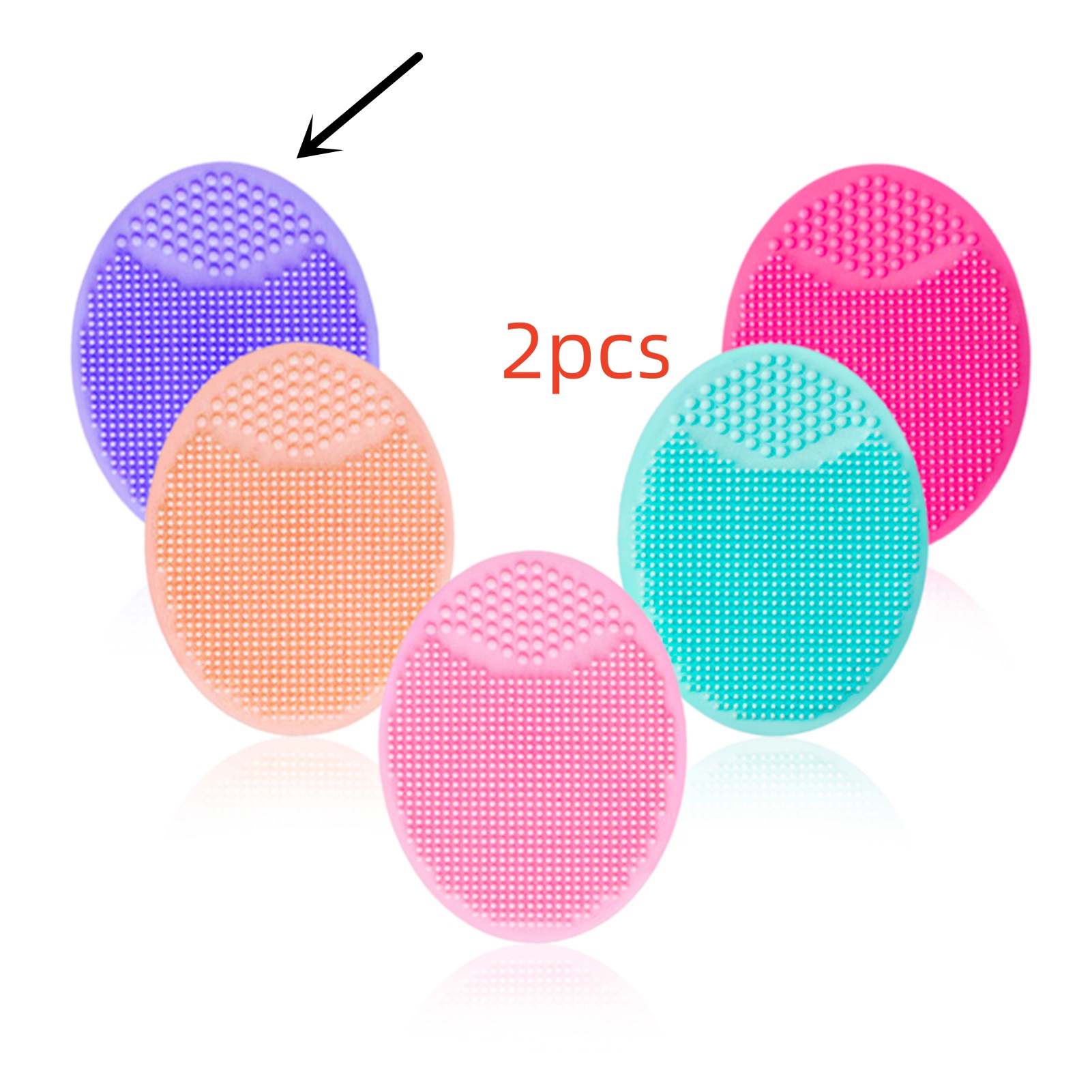 Soft silicone oval facial cleansing brush and massage tool - Product view 6