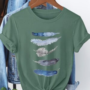 Women's cotton printed short-sleeve T-shirt in a casual round-neck design - Main product view
