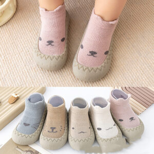 Soft sole cotton toddler shoes in pink, white, blue, coffee, and light khaki - Main product view