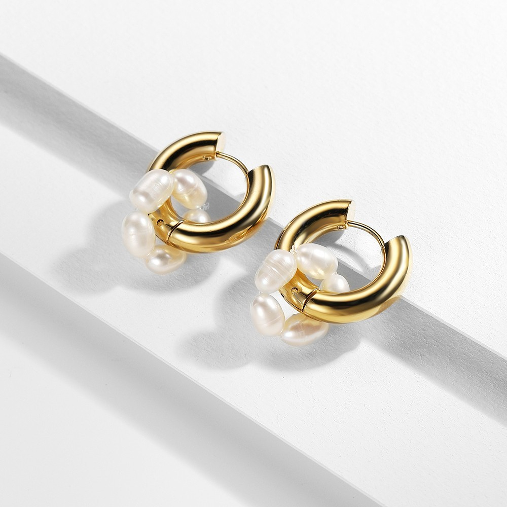 Stainless steel water drop circle earrings for women - Main product view