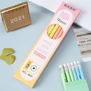Hexagonal wooden pencil with leather eraser - Main product view