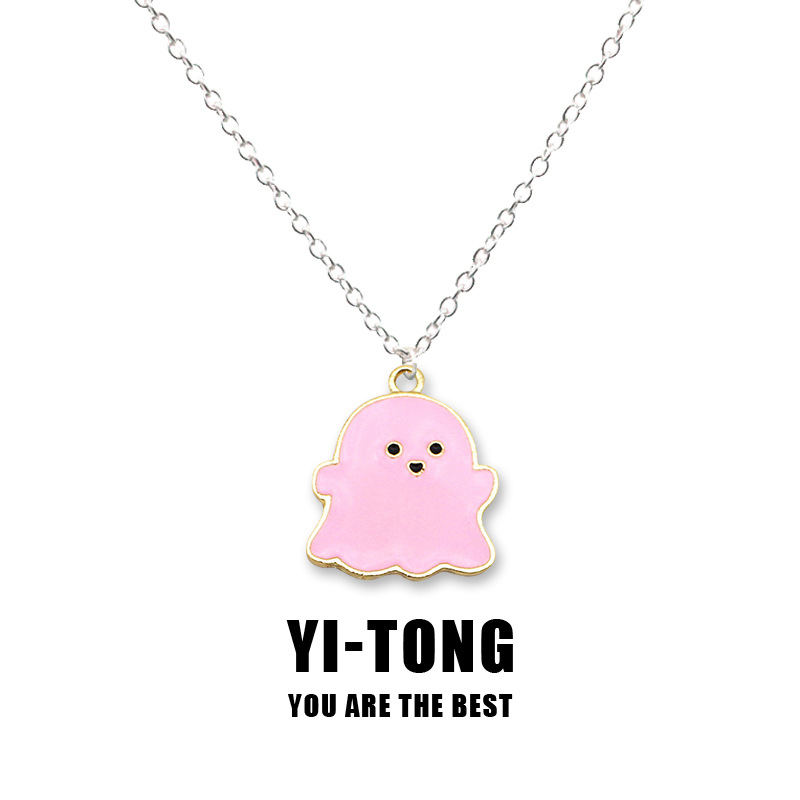 Ghost pendant necklace with cross-style chain - Product view 4