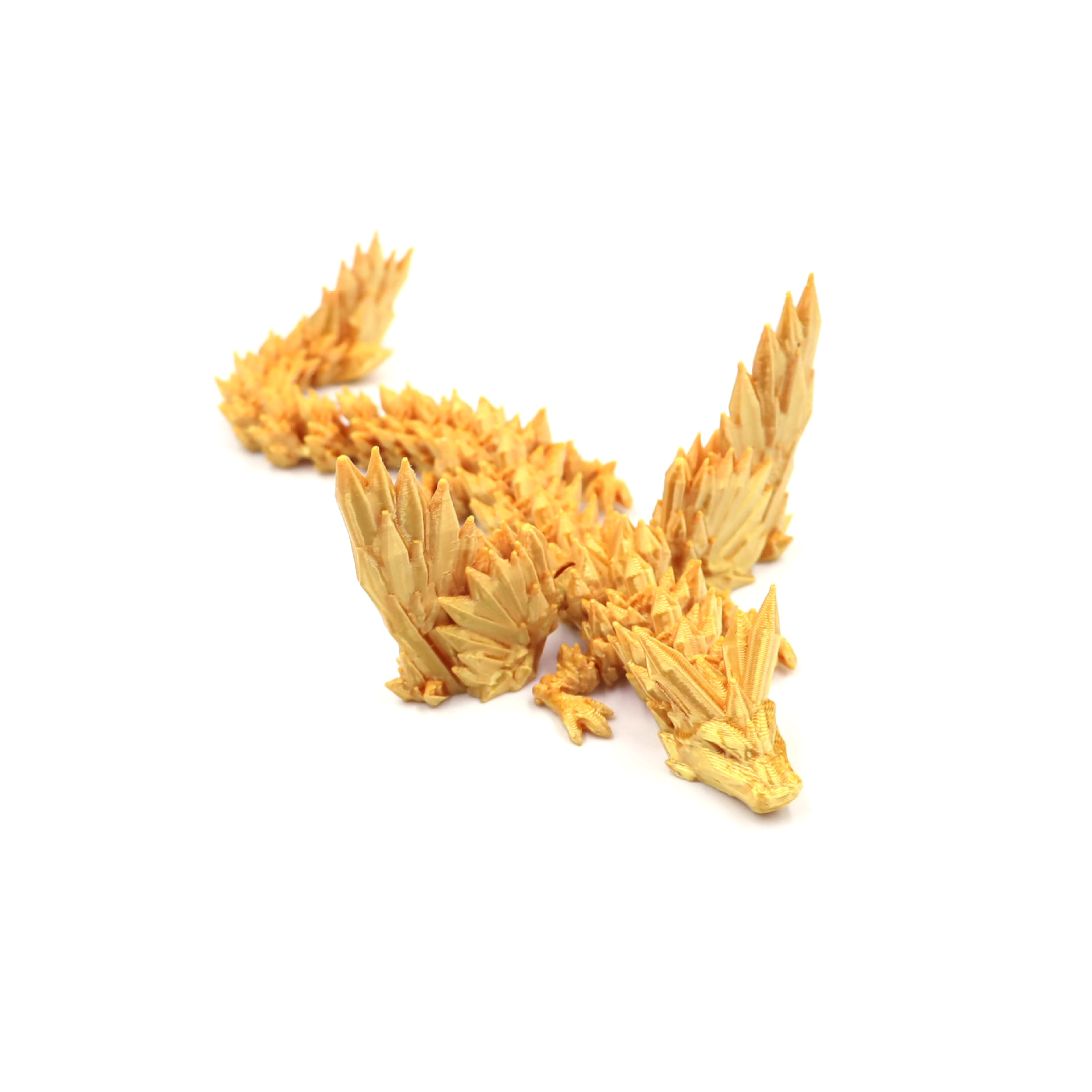 3D-printed crystal dragon with jointed movable wings in a colorful gradient finish - Product view 9