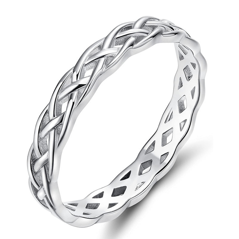 Geometric white gold color zircon pinky ring for women - White Gold Color-6