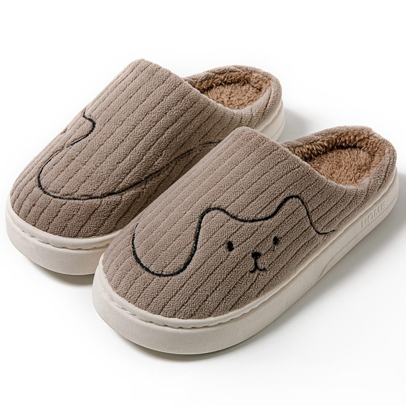 Striped plush cat slippers with rubber soles - Product view 8
