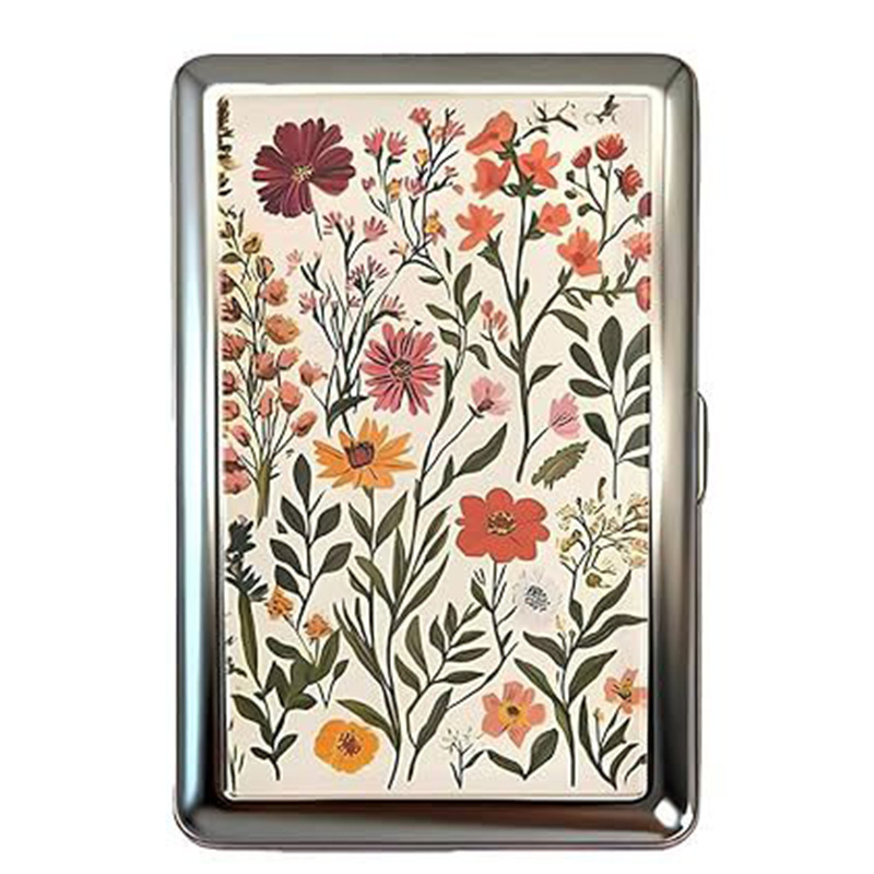 Retro aluminum cigarette case and cardholder with decorative print - Product view 5