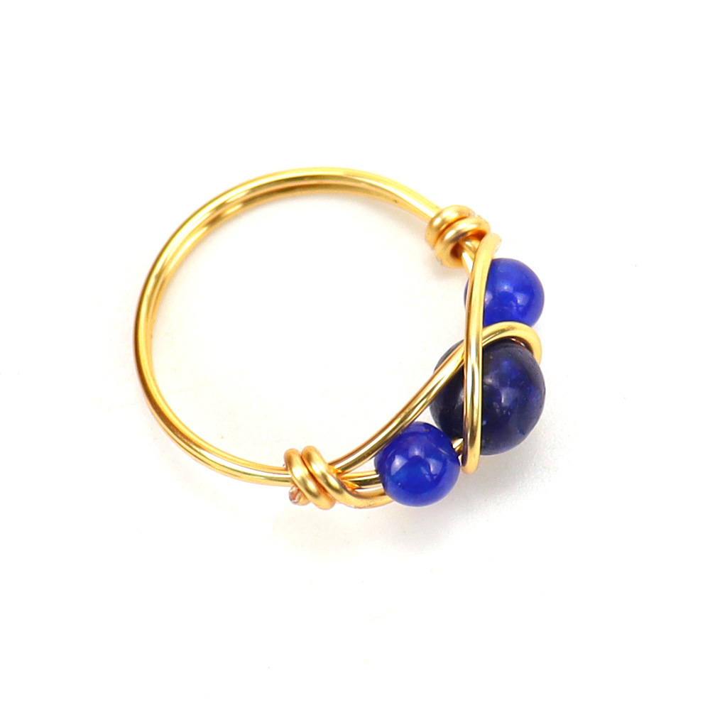 Handmade adjustable crystal bead ring wrapped with copper wire - Product view 10