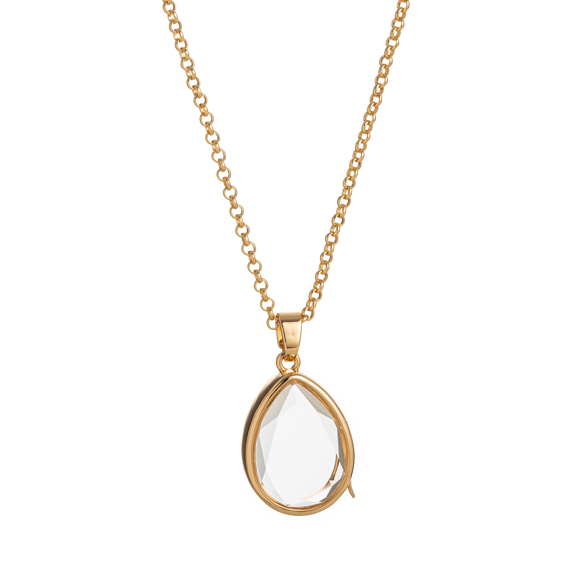 Openable glass photo box pendant necklace with copper O-ring chain - Product view 10