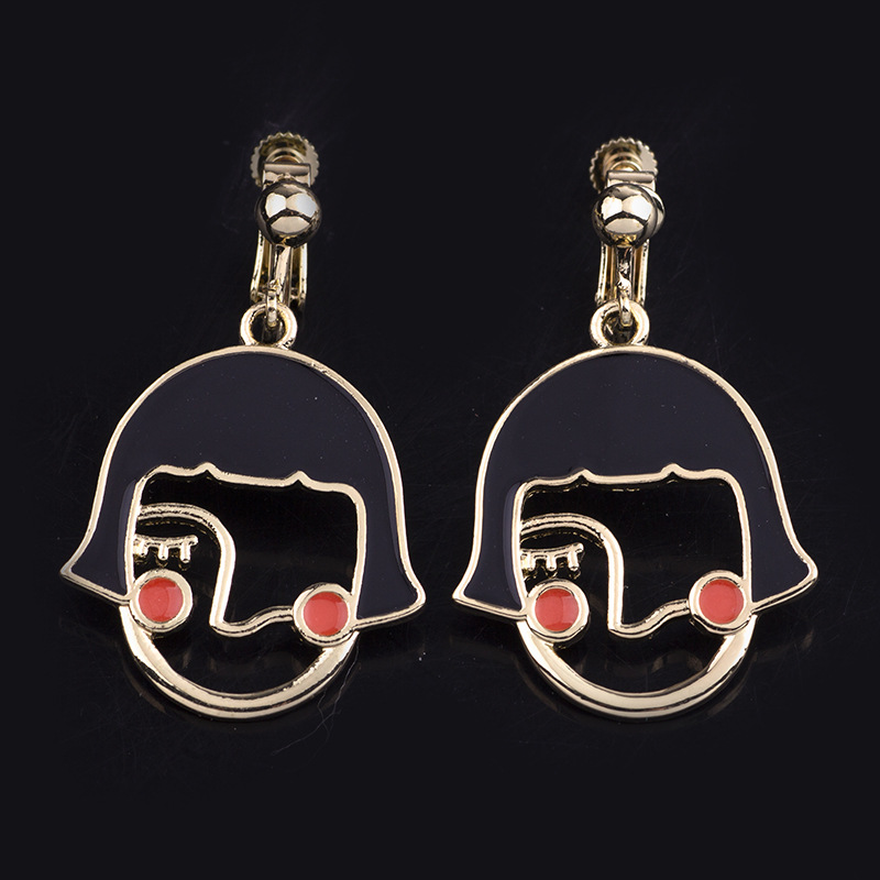 Abstract human-face stud earrings in gold, silver, and rose gold - Product view 10