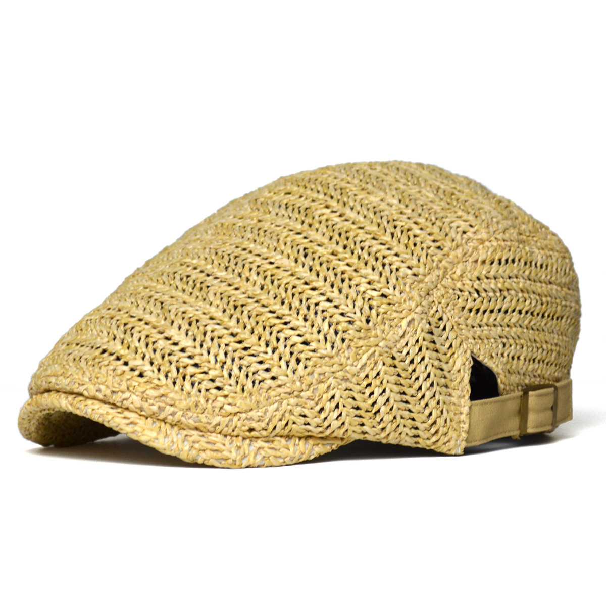 Women's summer plaid straw-weave bucket hat with round crown - Product view 5