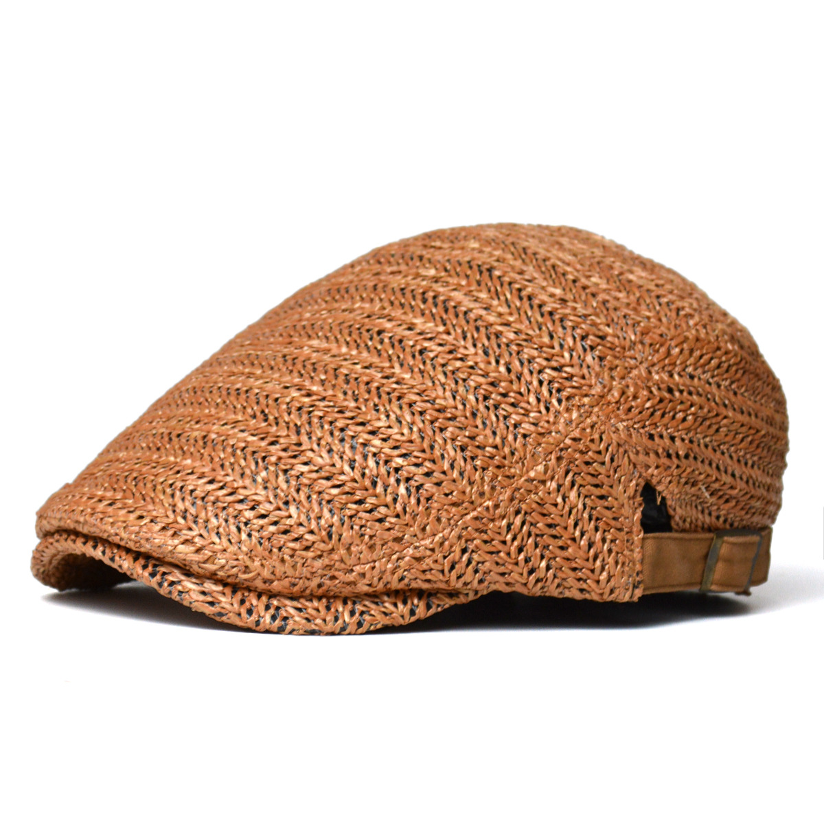 Women's summer plaid straw-weave bucket hat with round crown - Product view 7