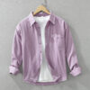 Men’s solid-color cotton Japanese-style loose-fit long-sleeve shirt - Main product view