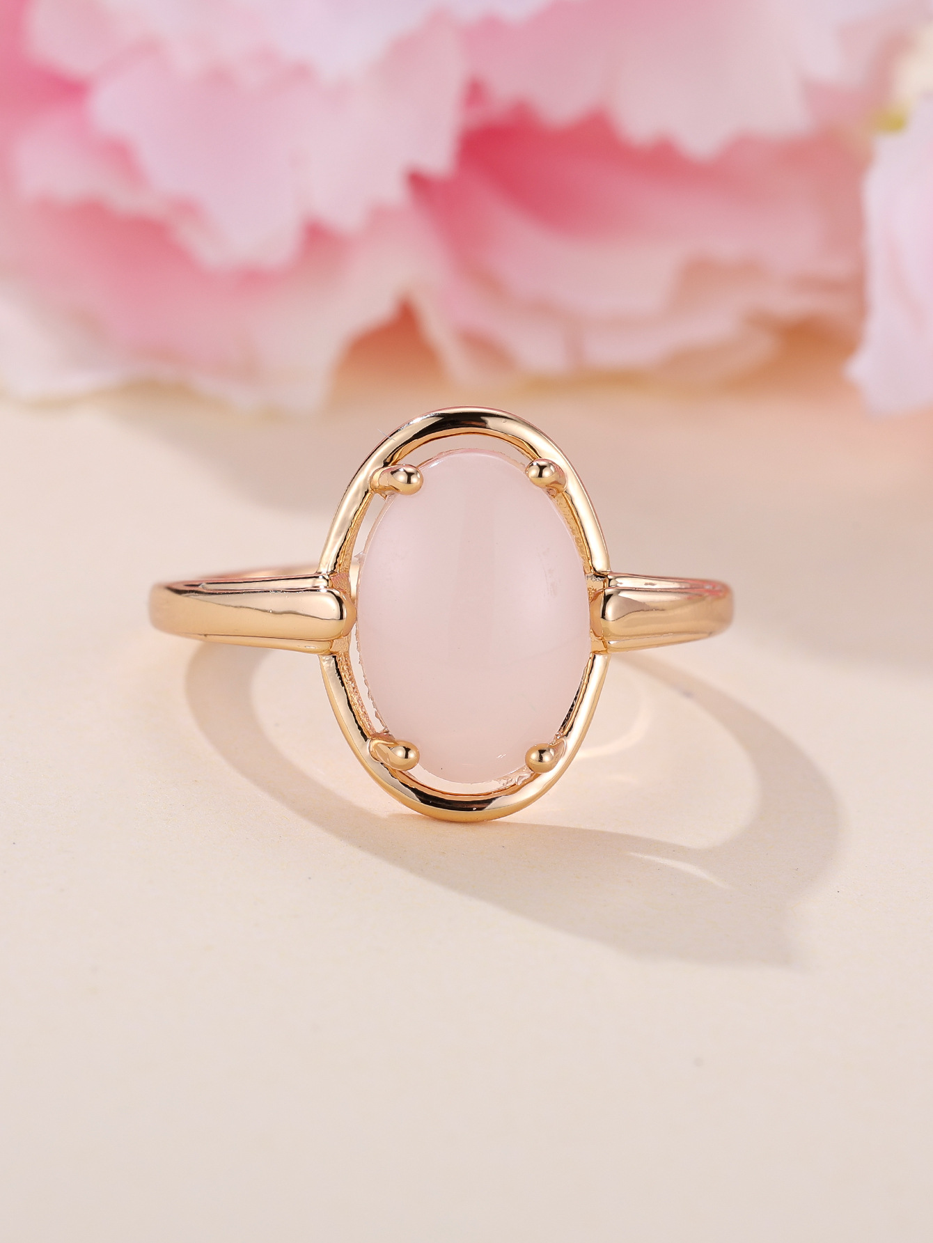 Champagne gold frosted blue geometric copper ring - Product view 3