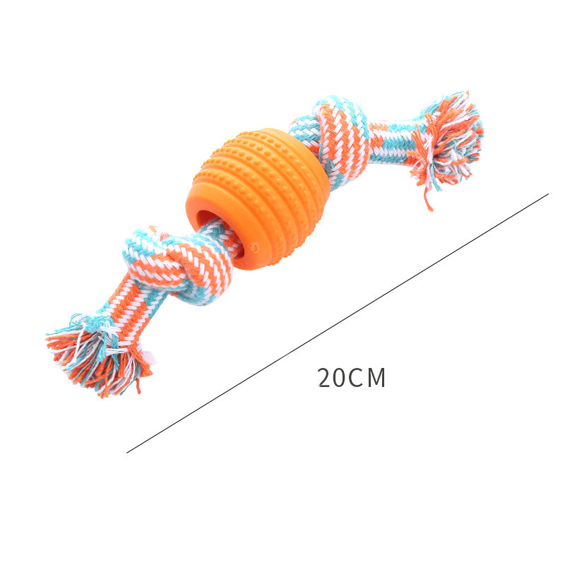 Dog teeth-cleaning rope ball toy with double-knot cotton rope and ball - Product view 7