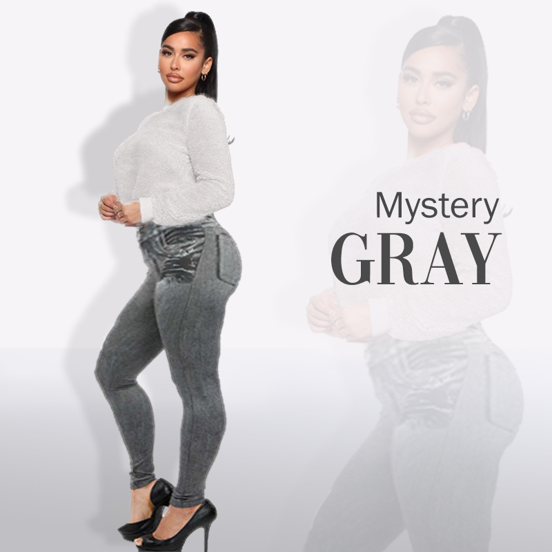 High-rise stretch skinny denim pants with faux pockets - Product view 3