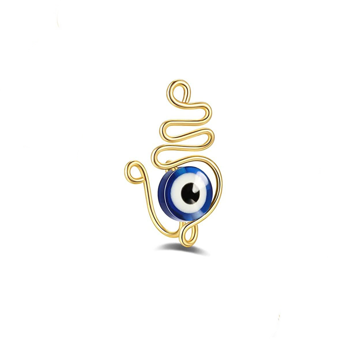Stainless steel Devil’s Eye false nose ring with geometric design - Product view 12