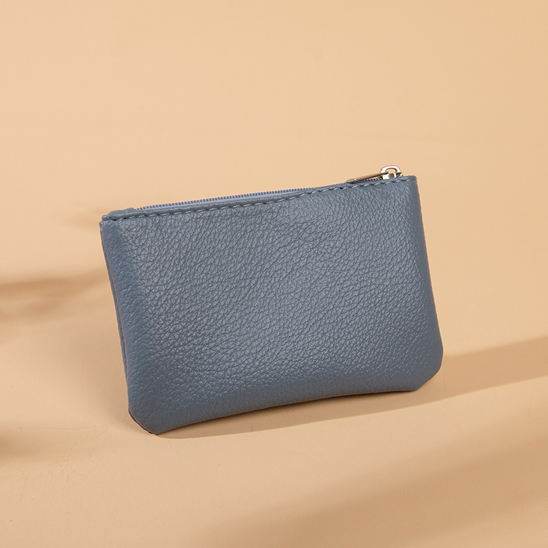 Compact PU leather mini zipper wallet in a solid color - Product view 3