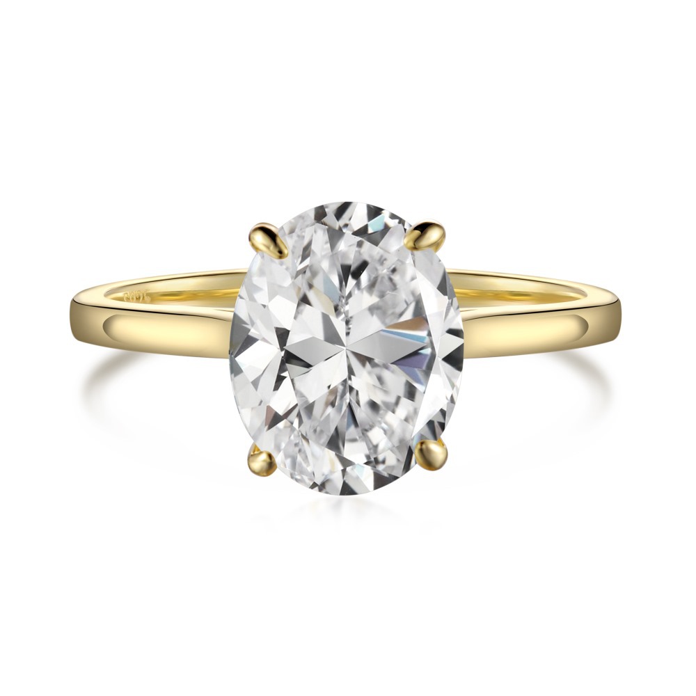 Women’s S925 sterling silver geometric ring with ellipse-shaped zircon-style detail - Product view 6