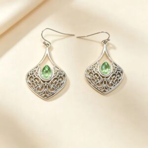 Vintage silver-tone hollow-pattern teardrop earrings - Main product view