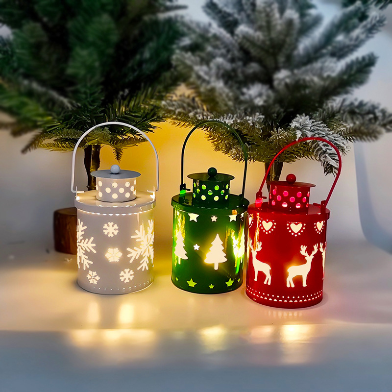 Nordic-style wrought iron LED candle lantern for Christmas and Halloween decoration - Main product view