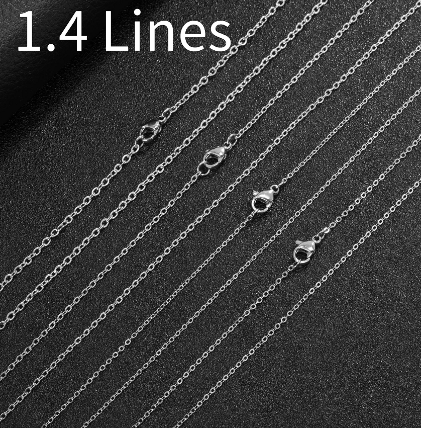 Stainless steel cross necklace with flat O-link chain - Product view 4