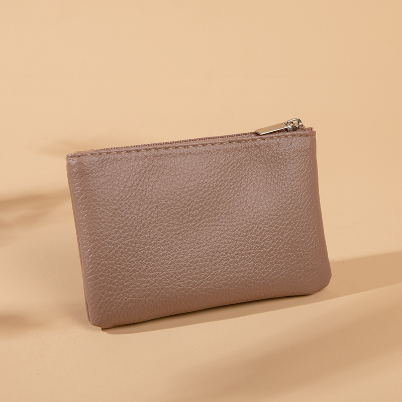 Compact PU leather mini zipper wallet in a solid color - Product view 7