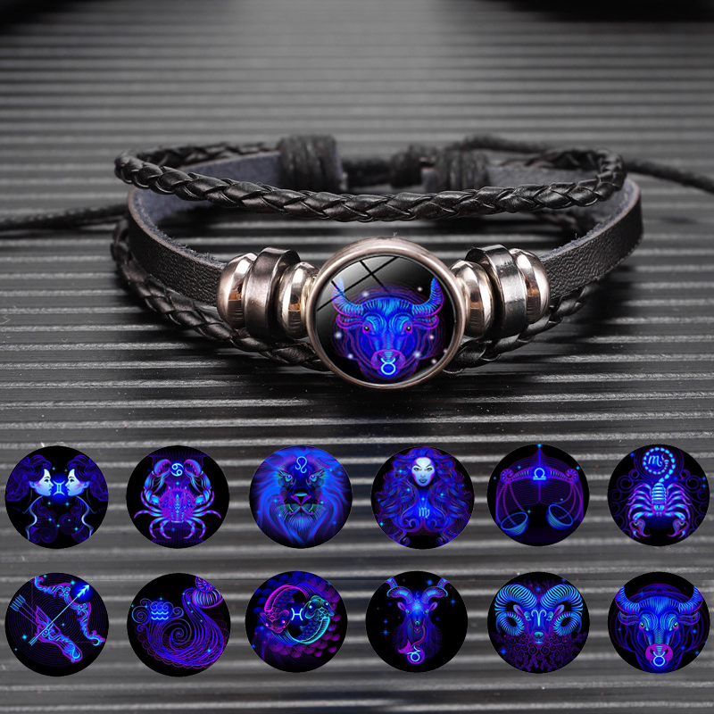 12 Zodiac Constellation Bracelet Luminous Braided Design Bracelet For Men Women Kids - Main product view