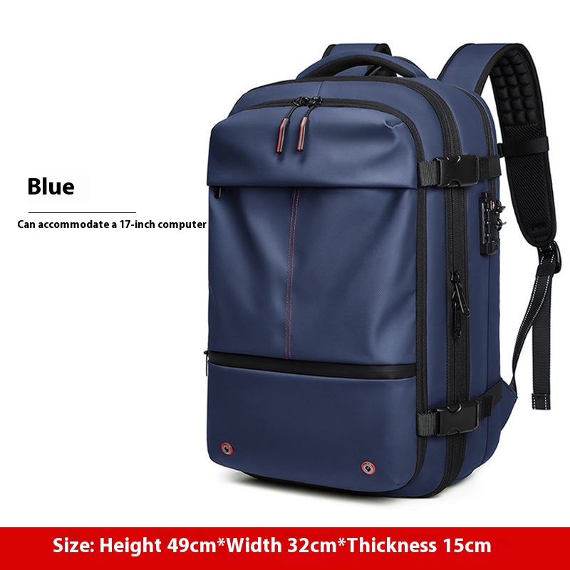 19-inch black business travel backpack with multiple compartments - Product view 9