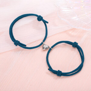 Set of two heart-shaped magnetic couple bracelets in matching colors - Main product view