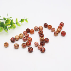 100 patterned wooden beads with approximately 4mm holes - Main product view