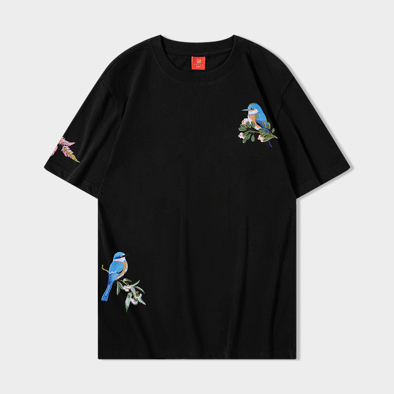 Men's loose-fit embroidered cotton T-shirt with short sleeves - Product view 3
