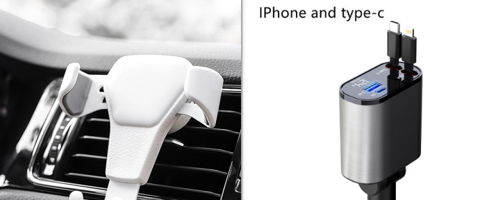 Retractable car charger with USB and USB-C cables - Product view 10