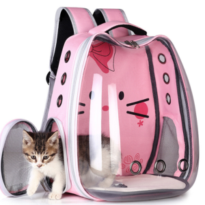 Hard-shell pet backpack for cats and small dogs with a cartoon pattern - Main product view