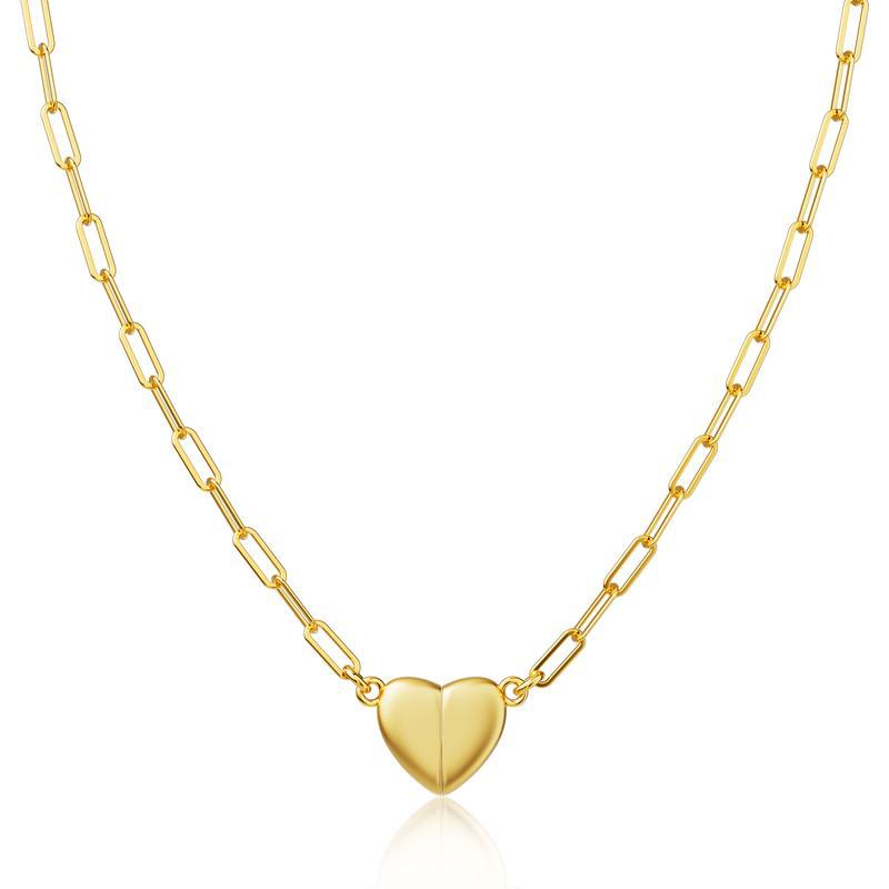 Stainless steel heart magnet spiral chain necklace for women - Product view 4