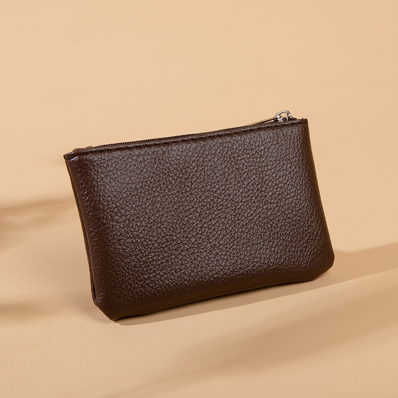 Compact PU leather mini zipper wallet in a solid color - Product view 8
