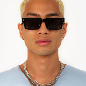 Men's retro rectangular sunglasses with a versatile fashion frame - Main product view