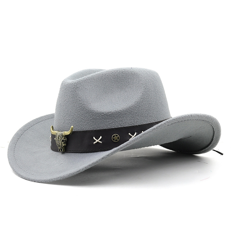 Adjustable polyester Western rolled-brim cowboy hat in retro style - Product view 1