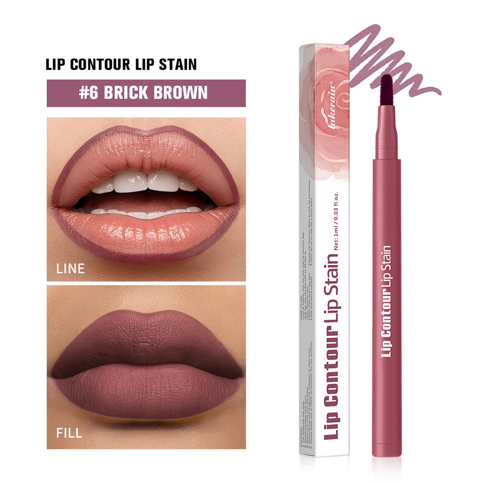 Moisturizing wooden lip liner pencil in seven shades - Product view 3