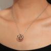 I love you mom rhinestone heart necklace with geometric design - Main product view